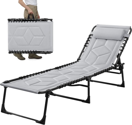 Foldable sun lounger grey - foldable,