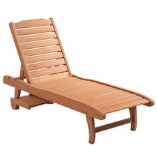 Outsunny Wooden Sun Lounger