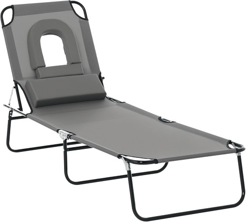 Folding sun lounger with face - with,